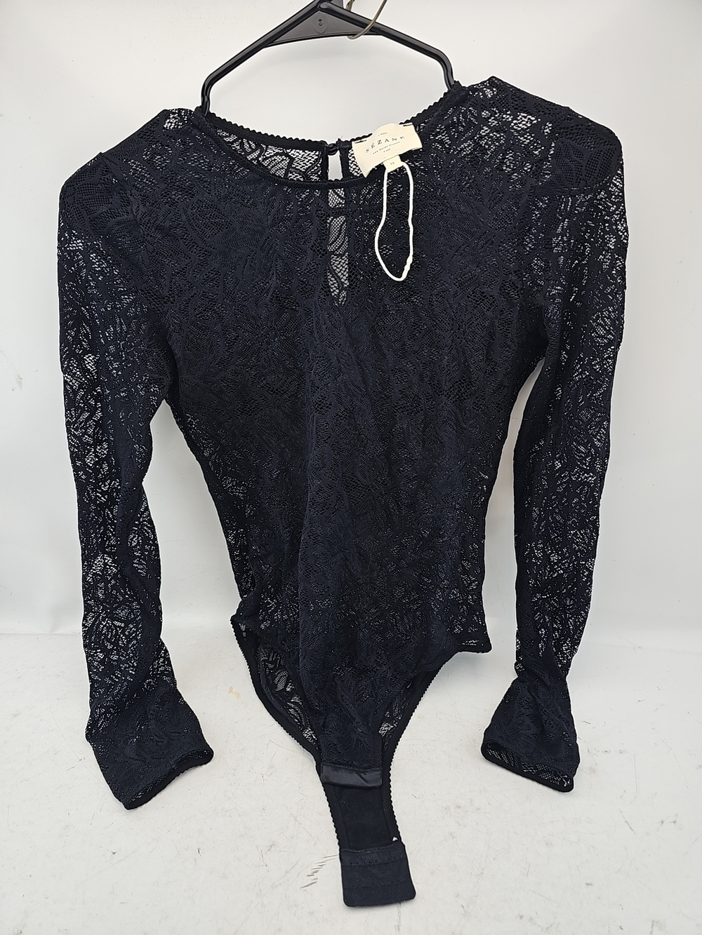 Szane Black Lace Long Sleeve Bodysuit
